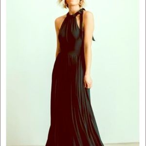 Floor length emerald green dress